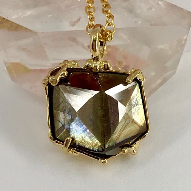 天然レインボーガーネット18金ネックレス9.73ct☆奈良県吉野郡天川村産原石から磨きましたの画像1枚目
