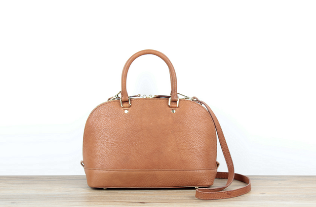 本革 大人女性のレトロモダンスタイル シェル型2Wayハンドバッグ ☆LightBrown☆の画像1枚目