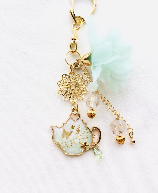 ティーポットキーホルダー（ｸﾞﾘｰﾝ）