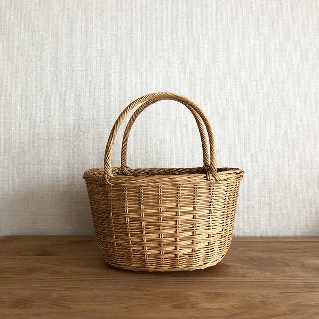 菱形模様のトートかごバッグの画像1枚目