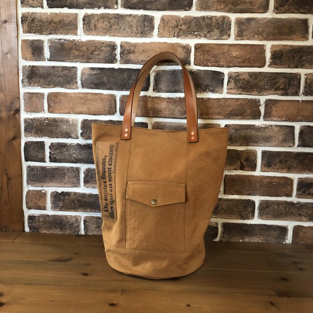 宅配便送料無料☆バケツ型トート キャメルの画像1枚目