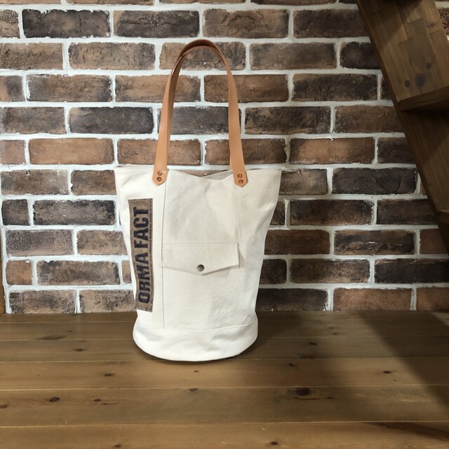 宅配便送料無料☆バケツ型トート 生成り