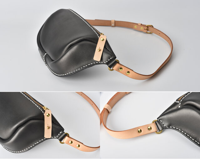 ハンドメイド　ボディバッグ 切線派】男女ともに使える 本革 ファスナー立体マチ・ボディ