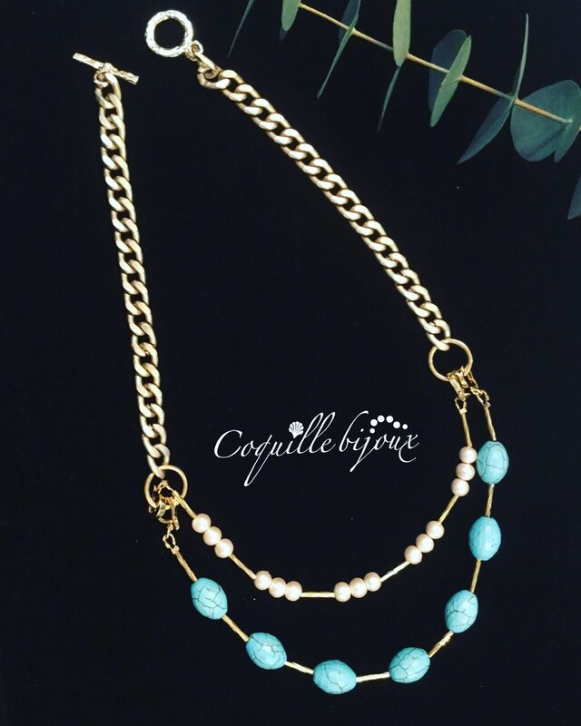 初回限定18kgf*noble*ジョイントステーションネックレス*ターコイズの画像1枚目