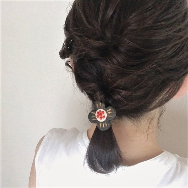 お花のヘアゴム/黒