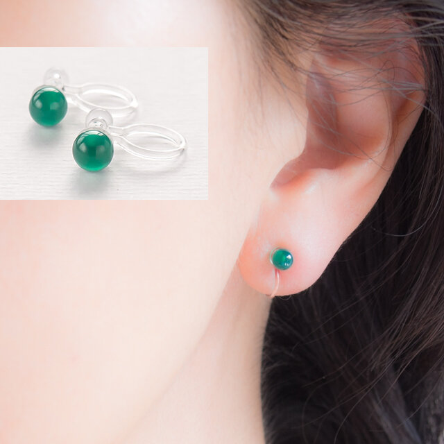 リーフカービング✧グリーンブルーカルセドニーピアス✧春color