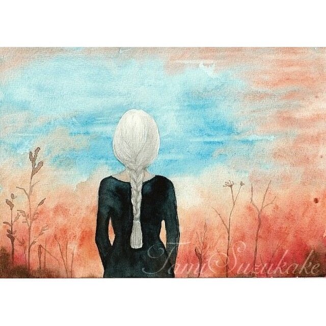 水彩画(原画)「焔立つ(ほむらたつ)」の画像1枚目