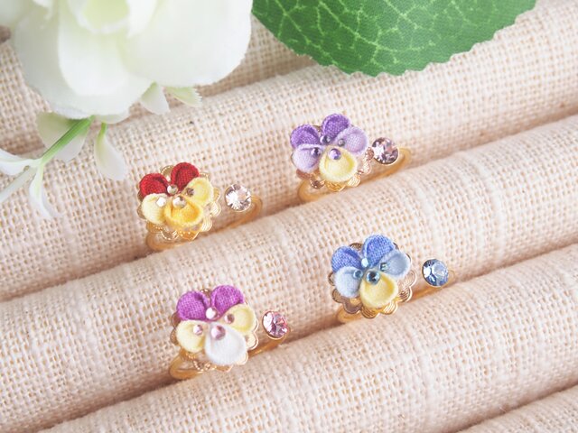 oroviola イタリア製　ハンドメイドリング ビオラとルフレのリング （ つまみ細工＊受注制作 ） | iichi 日々の