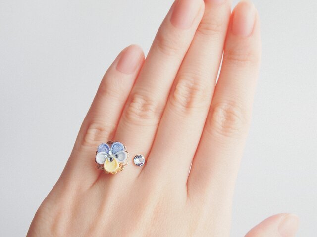 oroviola イタリア製　ハンドメイドリング ビオラとルフレのリング （ つまみ細工＊受注制作 ） | iichi 日々の