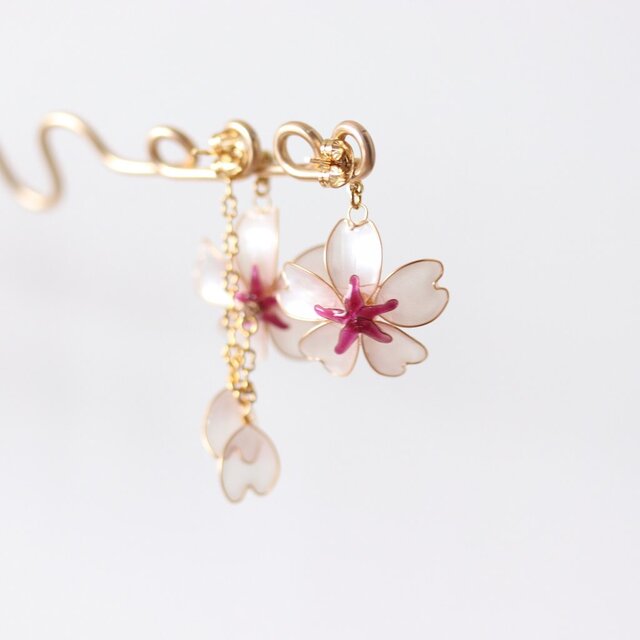 桜・艶 〜 ピンクパール【ディップアート】ピアス | iichi 日々 桜・艶 〜 ピンクパール【ディップアート】ピアス | iichi 日々
