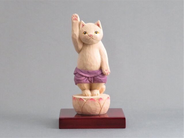 木彫り 誕生猫仏 猫仏1908の画像1枚目
