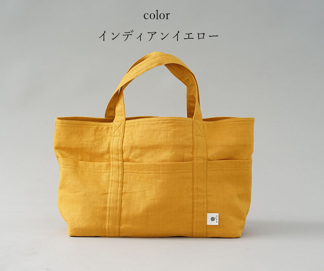 【wafu】リネンバッグ トートバッグ 布バッグ 布トート 麻バッグ 麻トート/ インディアンイエロー z007a-iye2の画像1枚目