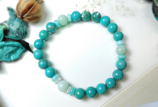 ♡お気に入り感謝セール200円引き！アマゾナイト×ターコイズの