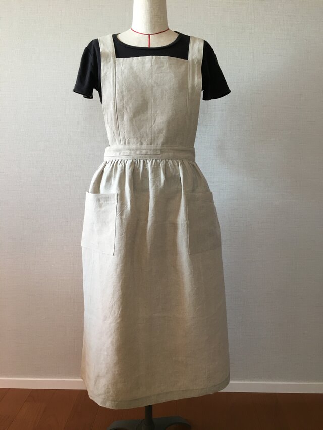 麻のエプロンドレス(未晒し)の画像1枚目