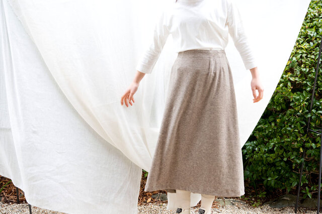 Organic Cotton ヤクベロア ロングギャザースカートの画像1枚目
