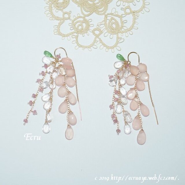 *春告花*ローズクォーツなどの桜のピアス