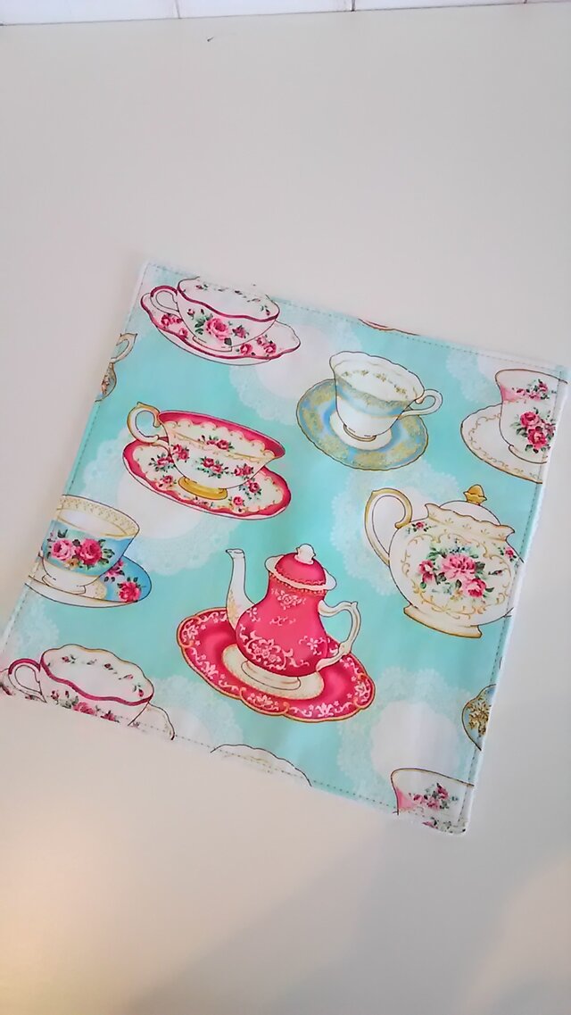 タオルハンカチ tea time × Wガーゼ × タオル生地の画像1枚目