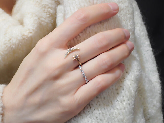 月と星のリング ダイヤモンド | iichi 日々の暮らしを心地よくする