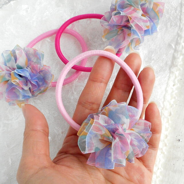 【No.220】ヘアゴム  ハンドメイド リボン お花 小花 ピンク キッズ