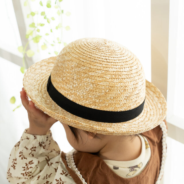 ルナ 麦わら セーラー帽子 子供用 ストローハット 帽子 52cm [UK-H010 ルナ 麦わら セーラー帽子 子供用 ストローハット 帽子 52cm [UK-H010