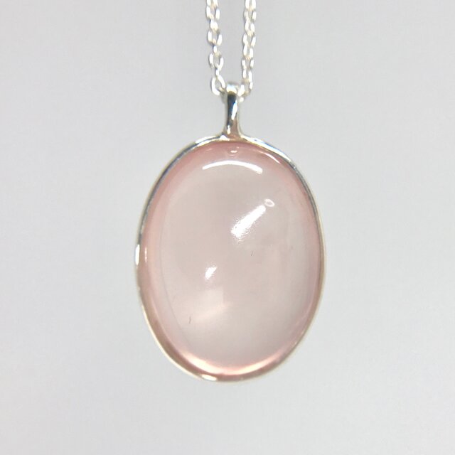 天然ローズクォーツ(スター)純銀ロングネックレス24.09ct☆ 原石から磨いた1点もの!の画像1枚目