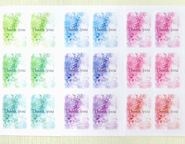 雪の結晶大きめサンキューシール 9色54枚の画像1枚目