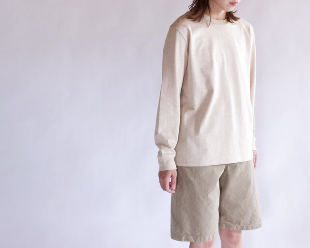 combed yarn enbroidery mark tshirt/heather beigの画像1枚目