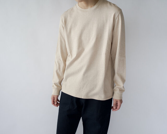 combed yarn enbroidery mark tshirt/heather beigの画像1枚目