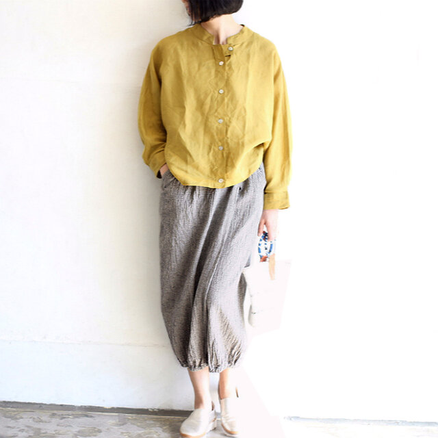 洗いざらしハーフリネンラップバルーンパンツ Iichi ハンドメイド クラフト作品 手仕事品の通販
