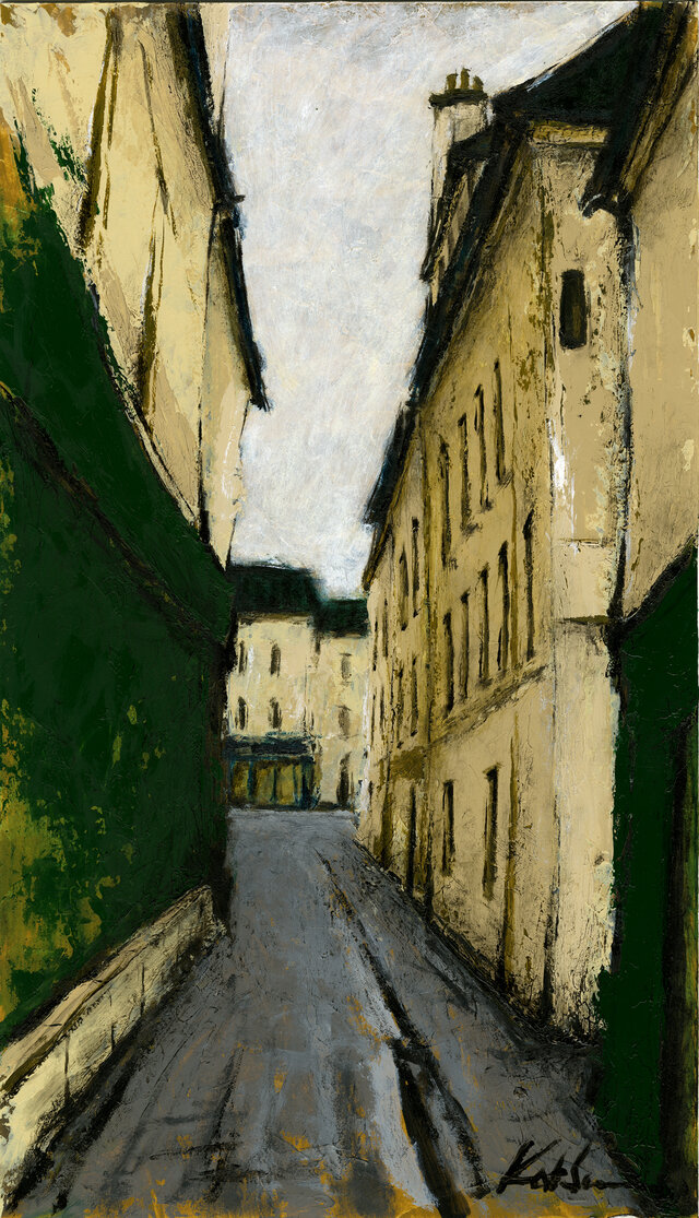 風景画 パリ 油絵「モンマルトルの裏通り」 | iichi 日々の暮らしを