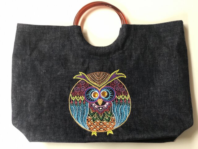 手作り刺繍入りデニムバッグ | iichi 日々の暮らしを心地よくする