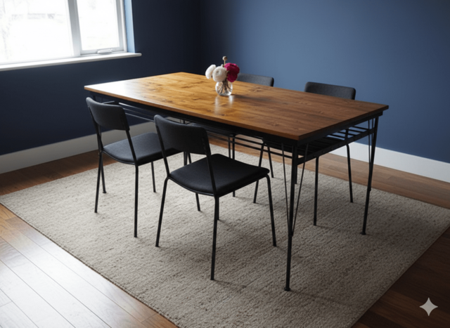 送料無料】【組み立て不要】 アイアンウッドダイニングテーブル