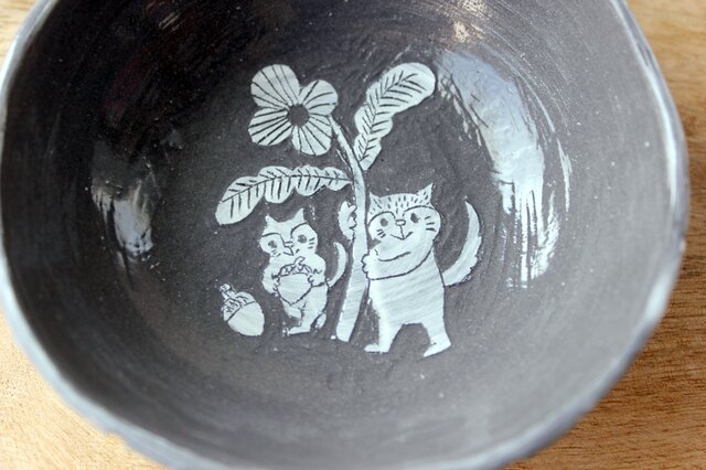 二匹の猫の器の画像1枚目