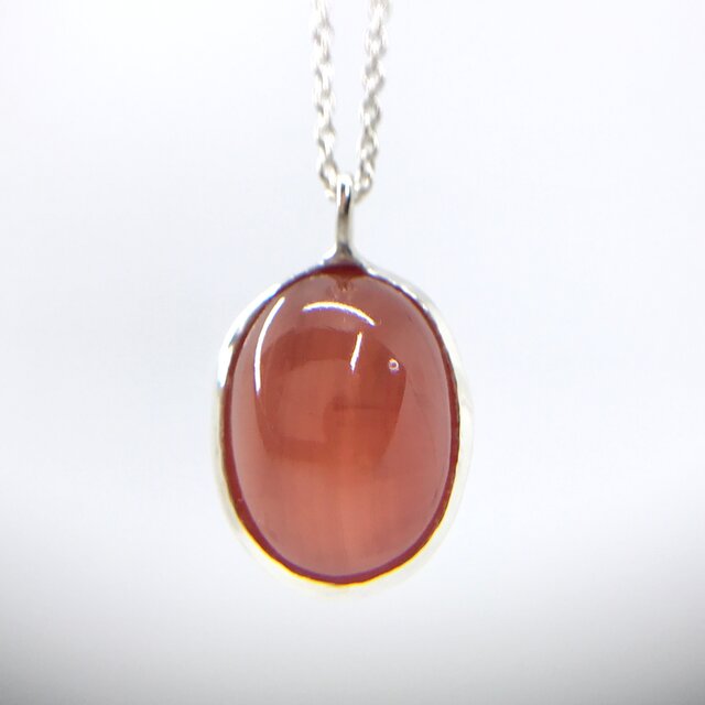 天然ロードクロサイト純銀ネックレス24.71ct☆北海道産原石から磨いた1点もの!の画像1枚目