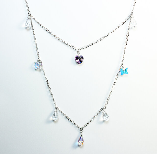 Heart Chandelier Necklace / Swarovski Crystalの画像1枚目