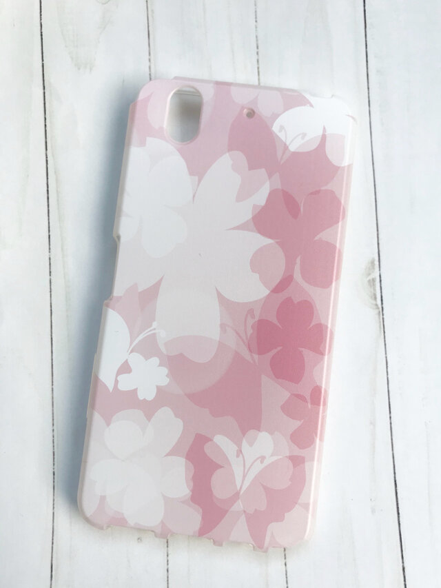 Xperia AQUOS Galaxy iPhone 全機種対応 スマホケース 花と蝶の画像1枚目