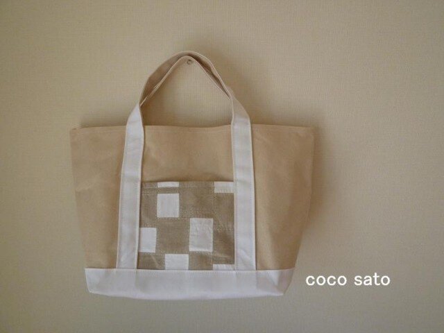 帆布とパッチワークのトートバッグ Boys sizeの画像1枚目