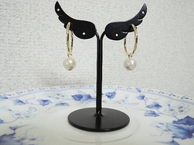 ☆sold out☆コットンパール イヤリング☆型ピン(55)の画像1枚目
