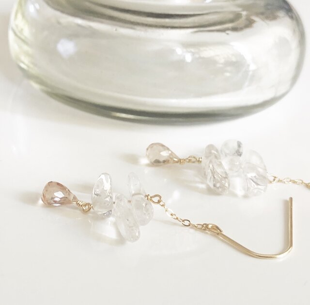 crystal*brown topaz*pierceの画像1枚目
