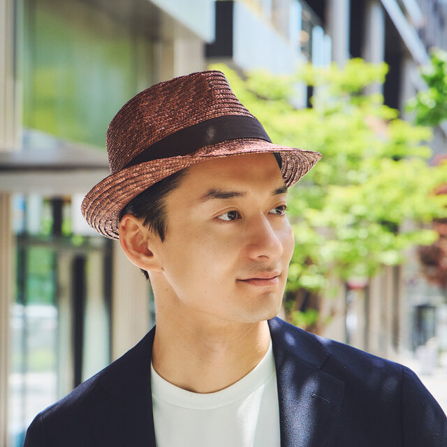 ノア 中折れ 麦わら帽子 ストローハット ブラウン 56.5cm [UK-H005-S-BR]