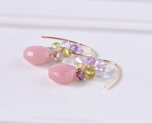 グァバクォーツ彩りフックピアス | iichi 日々の暮らしを心地よくする 