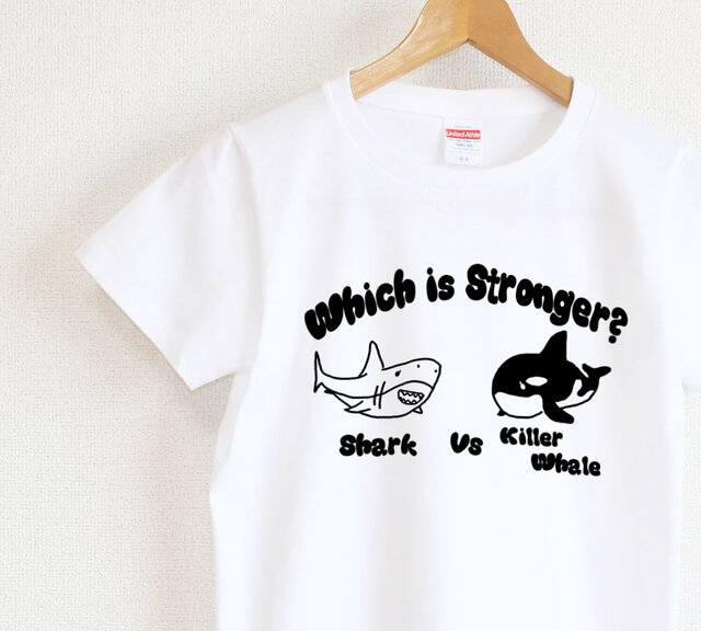 サメとシャチはどっちが強いの?Tシャツ レディースタイプの画像1枚目