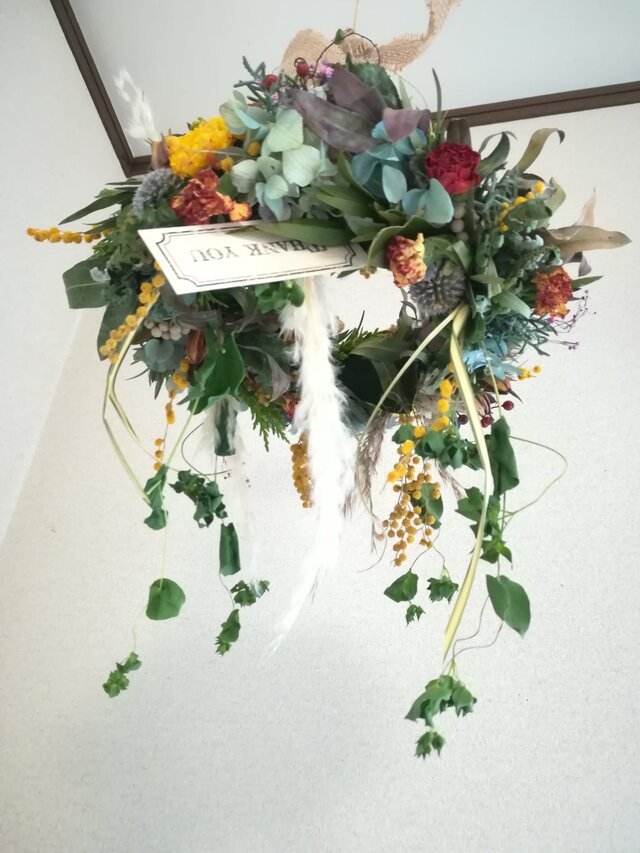 [送料無料]ドライフラワー+フライングリース　カーネーションと、、