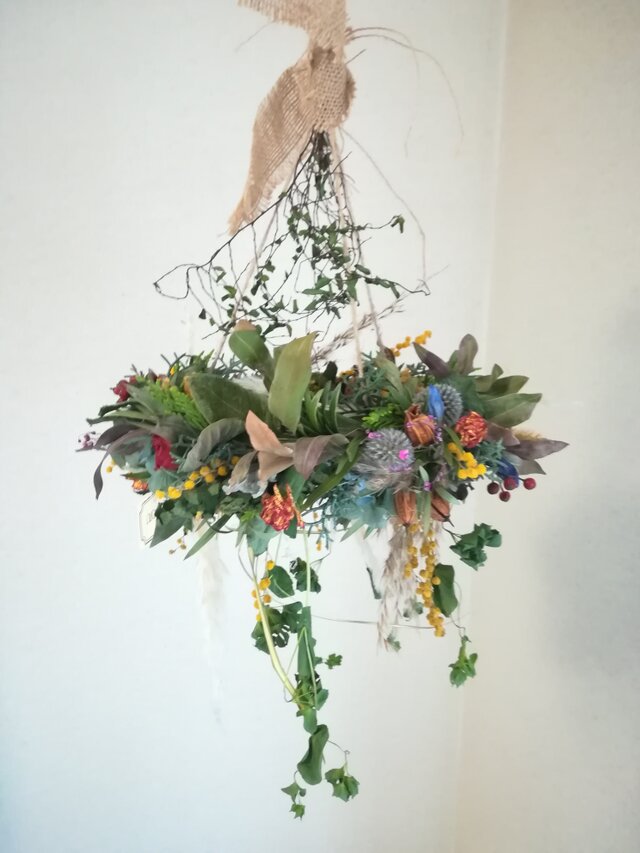 送料無料]ドライフラワー+フライングリース カーネーションと