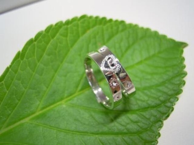 プラチナ 手作り結婚指輪 ミル打ち 可愛いハートデザイン Iichi ハンドメイド クラフト作品 手仕事品の通販