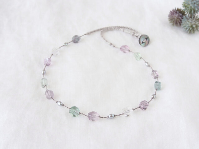 Fluere Necklace(フローライト×淡水パール)の画像1枚目