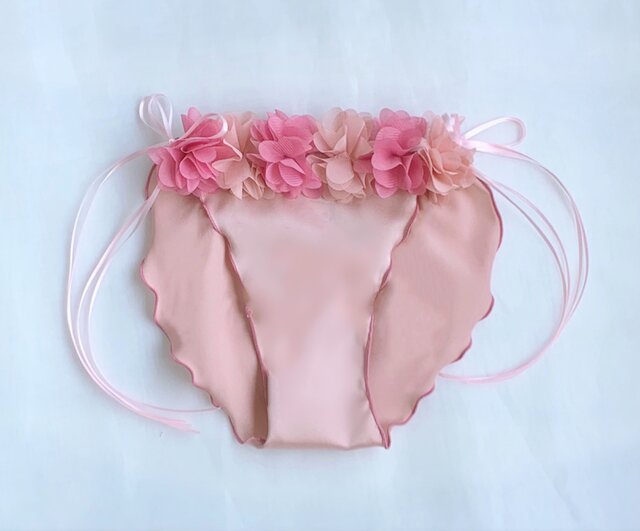 お花 シルク ショーツ ピンク Spring flower ふんどしパンツ (L size)の画像1枚目