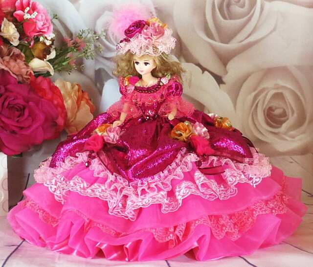 ドール服 花の妖精 ボリューム フリルドールドレス フューシャピンク