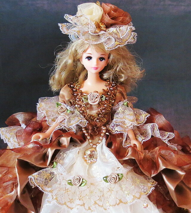 ドール服 薔薇のロングトレーンドールドレス エリザベート皇后