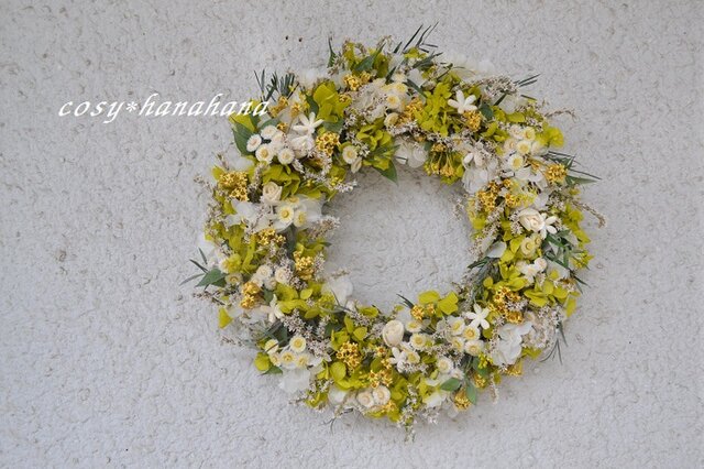 【母の日2019】イエローグリーンの野原wreathの画像1枚目